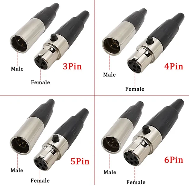 3 4 5 6 pin xlr connector types