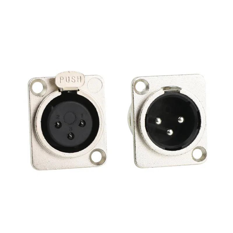 3 针 XLR 公型母面板底盘安装连接器