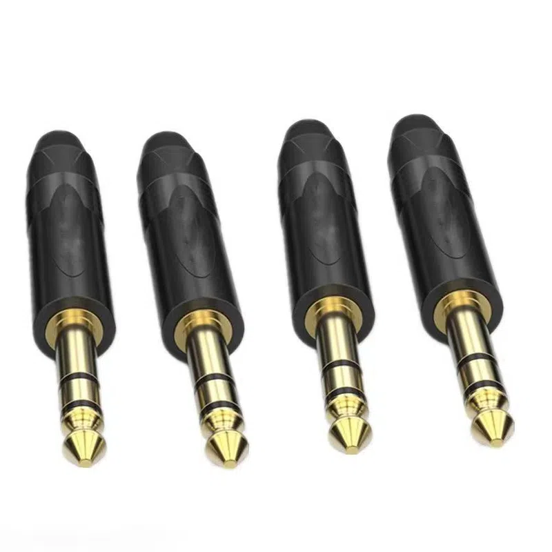 Connettore a filo saldato stereo mono da 6,35 mm placcato oro da 14 pollici per microfono per chitarra