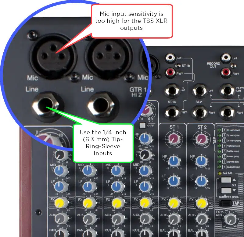Entrées XLR sur le système de mixage de Bose