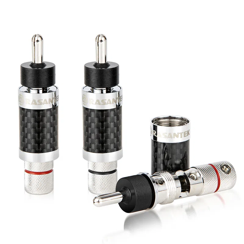 conectores banana de audio cromados para altavoces