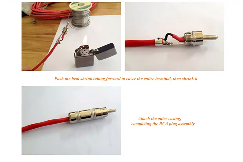 Isolar e finalizar o cabo rca