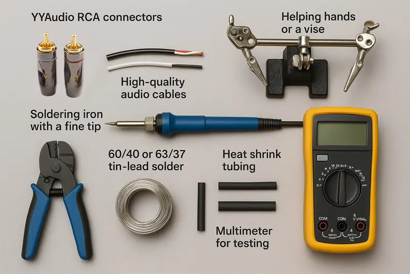 焊接 Yyaudio RCA 连接器 所需工具和材料