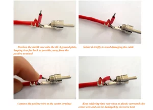 RCAコネクタをケーブルに接続する