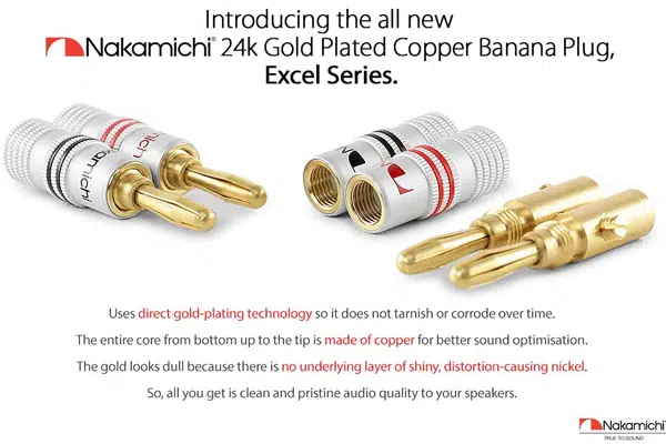 Spina a banana placcata oro 24k Nakamichi Serie Excel