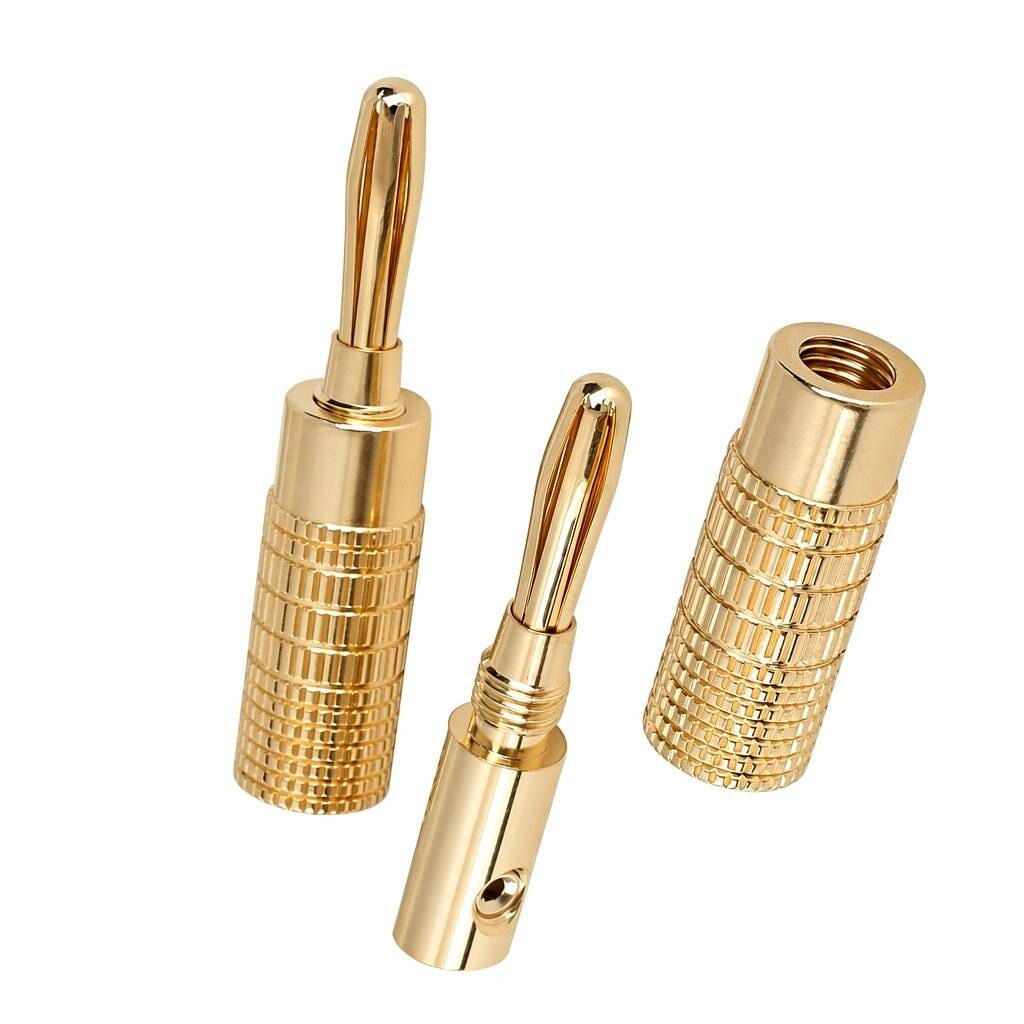 Spine a banana audio placcate oro da 4 mm (tipo a sei foglie) - B037