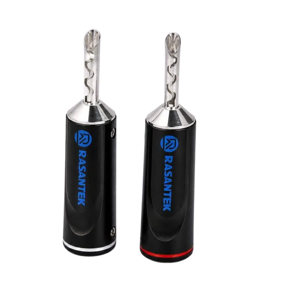 Conector tipo plátano BFA de alta fidelidad de primera calidad, plateado (dentado) – Conector para cable de altavoz para bornes de amplificador - B043