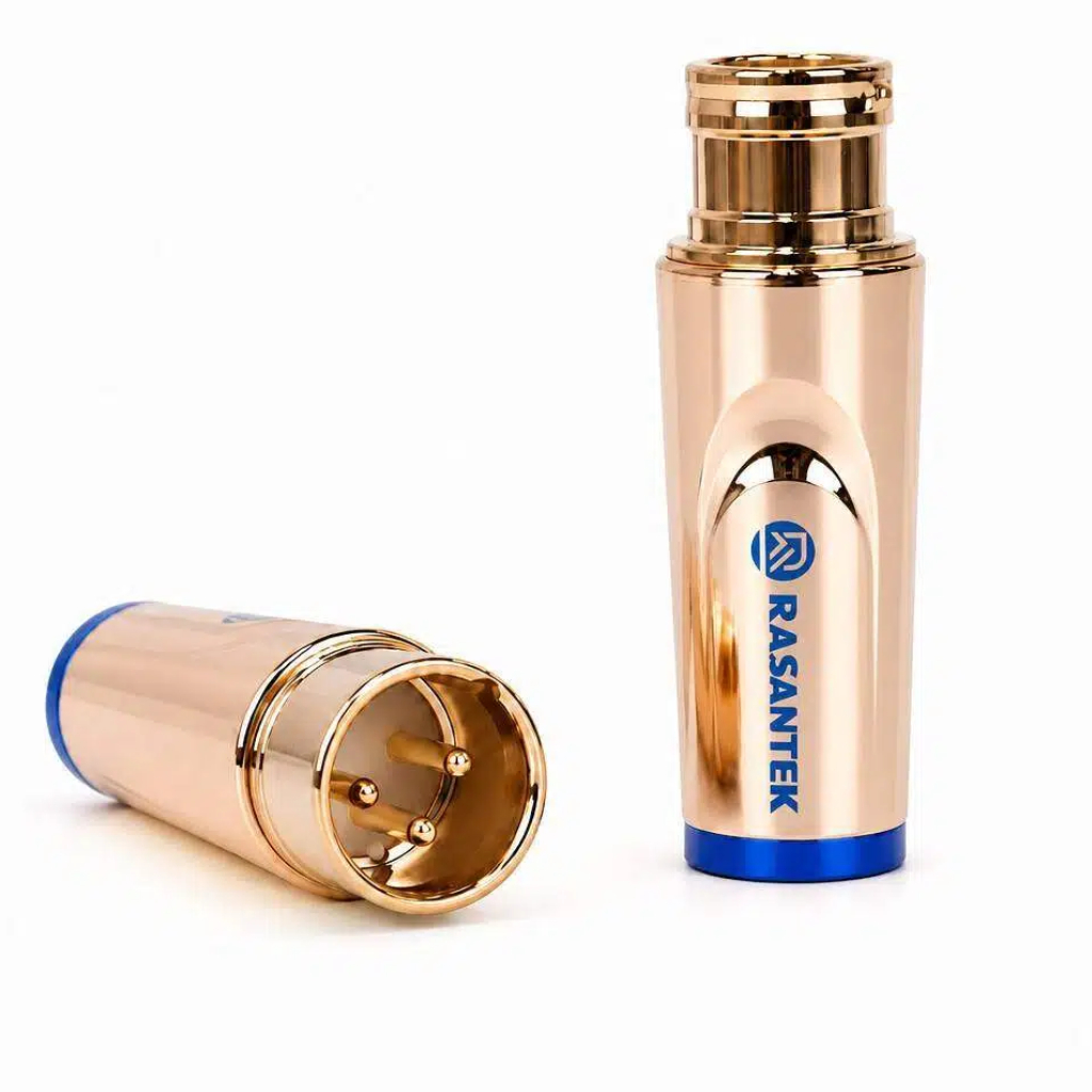 Par de conectores XLR chapados en oro de RASANTEK – Conectores macho y hembra de 3 pines con carcasa metálica para micrófonos de alta fidelidad y cables de audio balanceados - X031