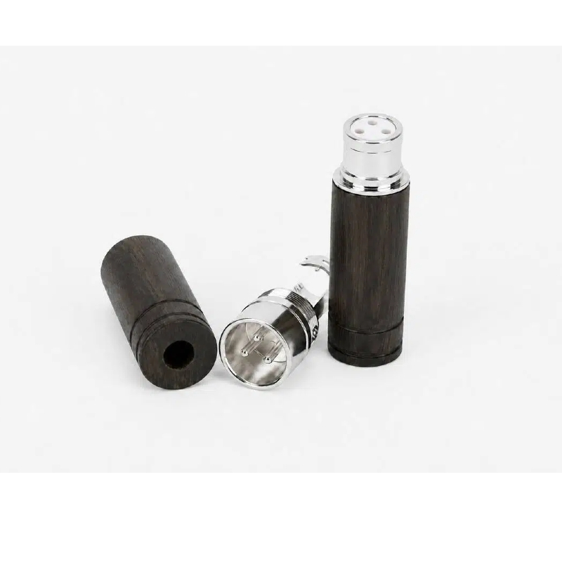 Par de conectores XLR de madera de ébano RASANTEK Hi-Fi: macho y hembra de 3 pines chapados en plata para audio balanceado de alta fidelidad - X032