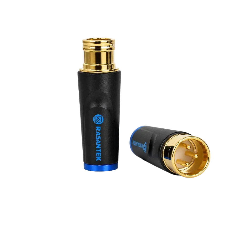Conector de audio XLR chapado en oro RASANTEK Hi-Fi – Macho de 3 pines a hembra para sistemas audiófilos - X030